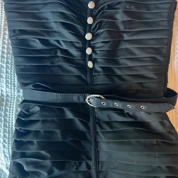 Betsy Johnson Evening Strapless Black Belted Dress - Picture 2 of 5